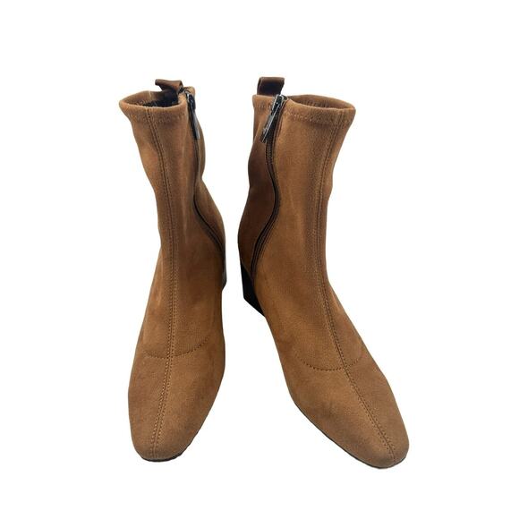 Donald Pliner Women's Angel Suede Sock Heeled Bootie Biscotti Sz 5 - Picture 2 of 11